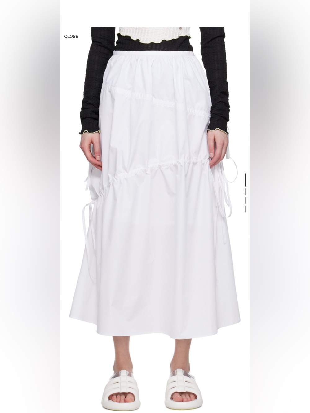 KIJUN White Drawstring Maxi Skirt Size S